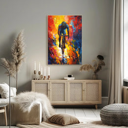 Vibrant Cyclist in Motion Sports Poster PosterGoat