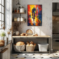 Vibrant Cyclist in Motion Sports Poster PosterGoat
