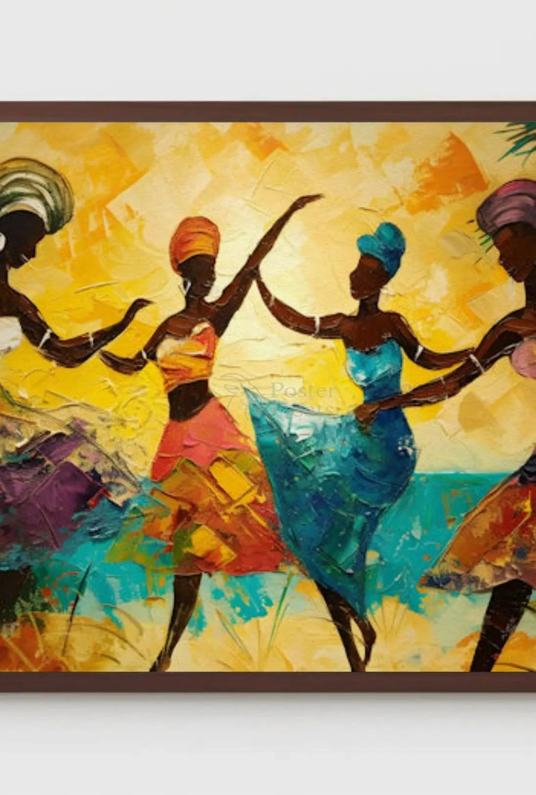 Vibrant Dance Celebration on Tropical Beach Heritage Poster PosterGoat
