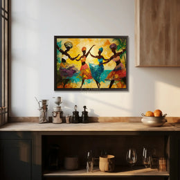 Vibrant Dance Celebration on Tropical Beach Heritage Poster PosterGoat