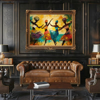 Vibrant Dance Celebration on Tropical Beach Heritage Poster PosterGoat