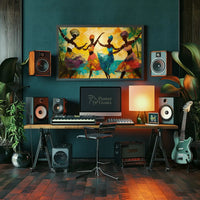 Vibrant Dance Celebration on Tropical Beach Heritage Poster PosterGoat