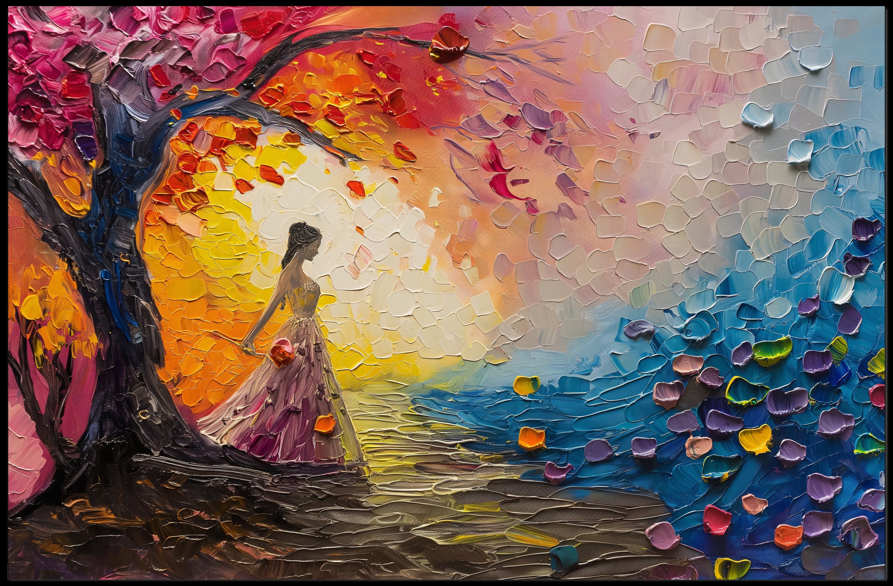 Vibrant Dreamscape Woman in Nature Abstract or Artistic Poster PosterGoat