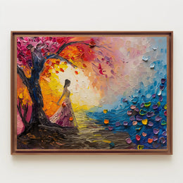 Vibrant Dreamscape Woman in Nature Abstract or Artistic Poster PosterGoat
