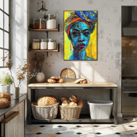 Vibrant Empowering Woman Portrait in Abstract Artistic Poster PosterGoat