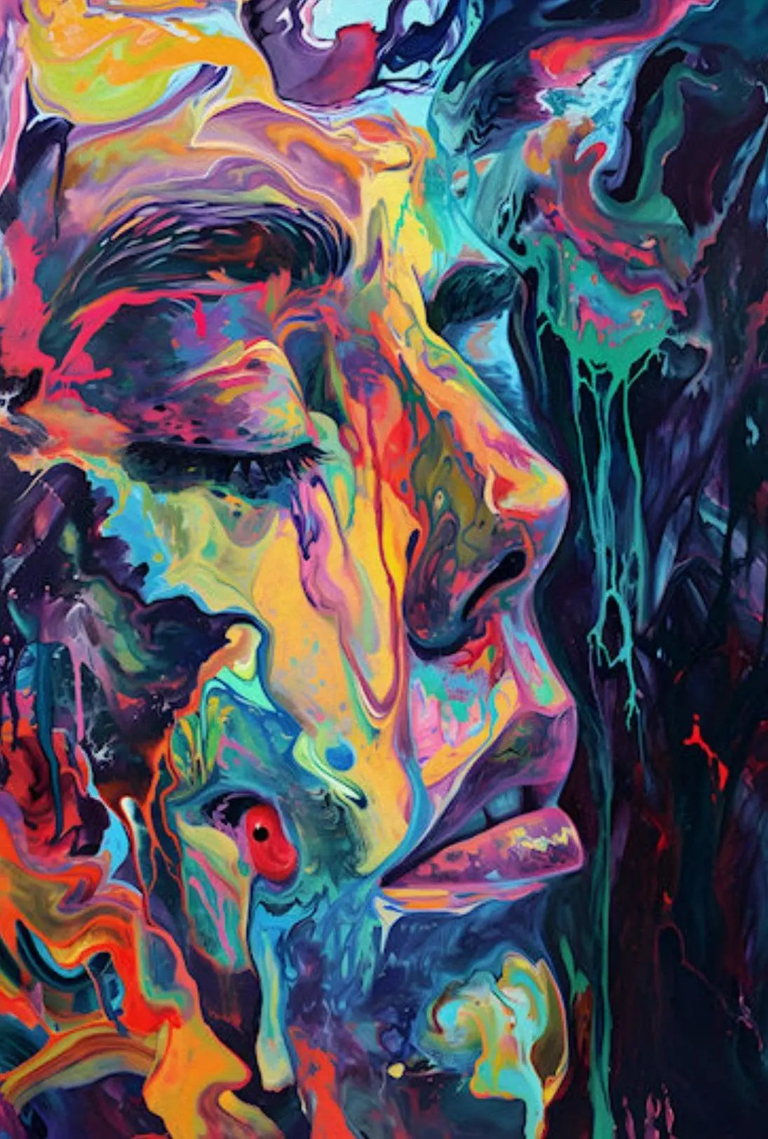 Vibrant Expressionistic Abstract Face Art Artistic Poster PosterGoat