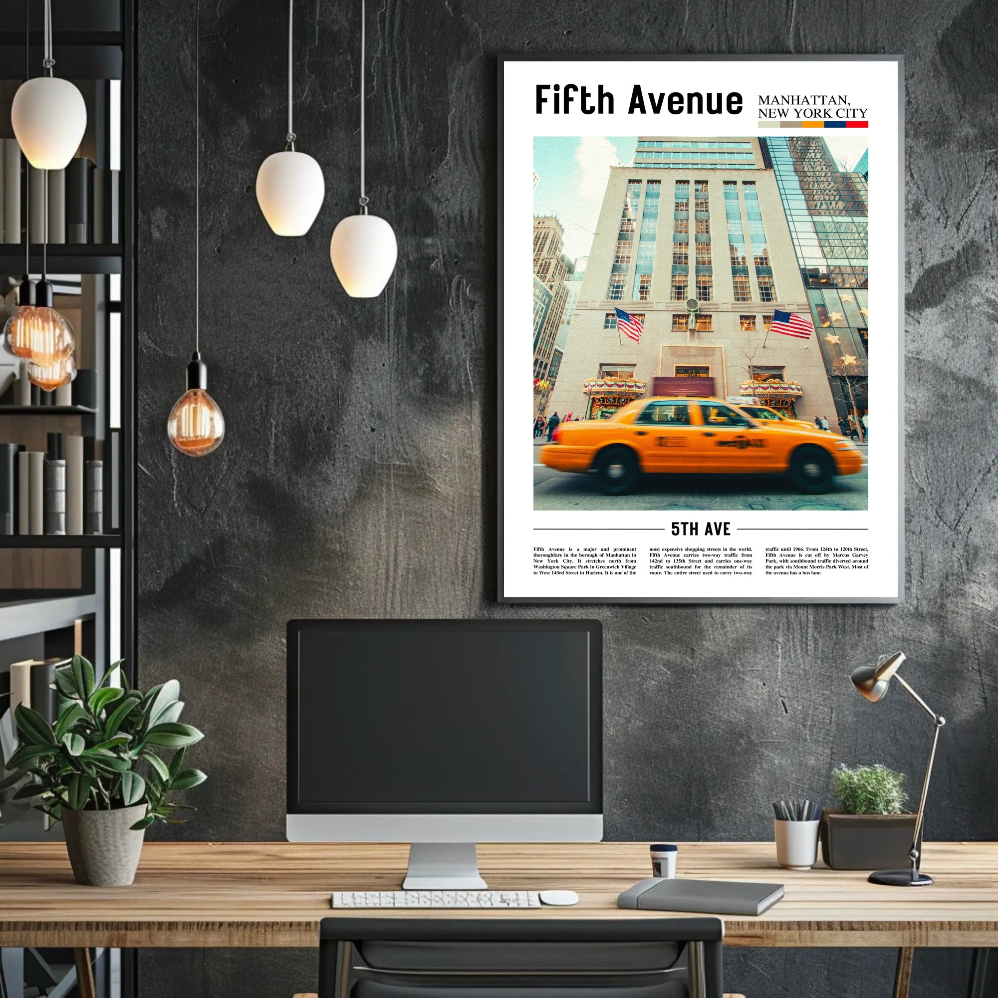 Vibrant Fifth Avenue Street Scene Travel Poster PosterGoat