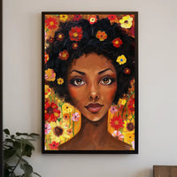 Vibrant Floral Woman in Modern Expressive Artistic Poster PosterGoat