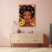 Vibrant Floral Woman in Modern Expressive Artistic Poster PosterGoat