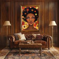 Vibrant Floral Woman in Modern Expressive Artistic Poster PosterGoat