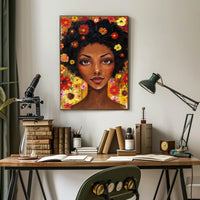 Vibrant Floral Woman in Modern Expressive Artistic Poster PosterGoat