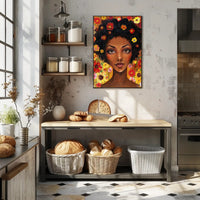 Vibrant Floral Woman in Modern Expressive Artistic Poster PosterGoat