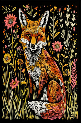 Vibrant Fox Among Wildflowers - Animal Poster PosterGoat