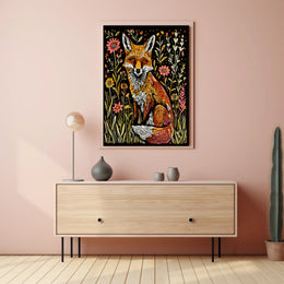 Vibrant Fox Among Wildflowers - Animal Poster PosterGoat