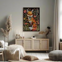 Vibrant Fox Among Wildflowers - Animal Poster PosterGoat