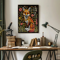 Vibrant Fox Among Wildflowers - Animal Poster PosterGoat