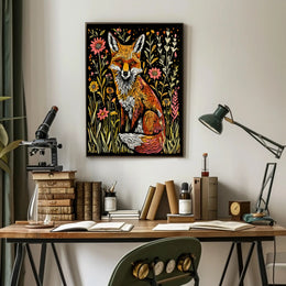 Vibrant Fox Among Wildflowers - Animal Poster PosterGoat