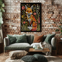 Vibrant Fox Among Wildflowers - Animal Poster PosterGoat