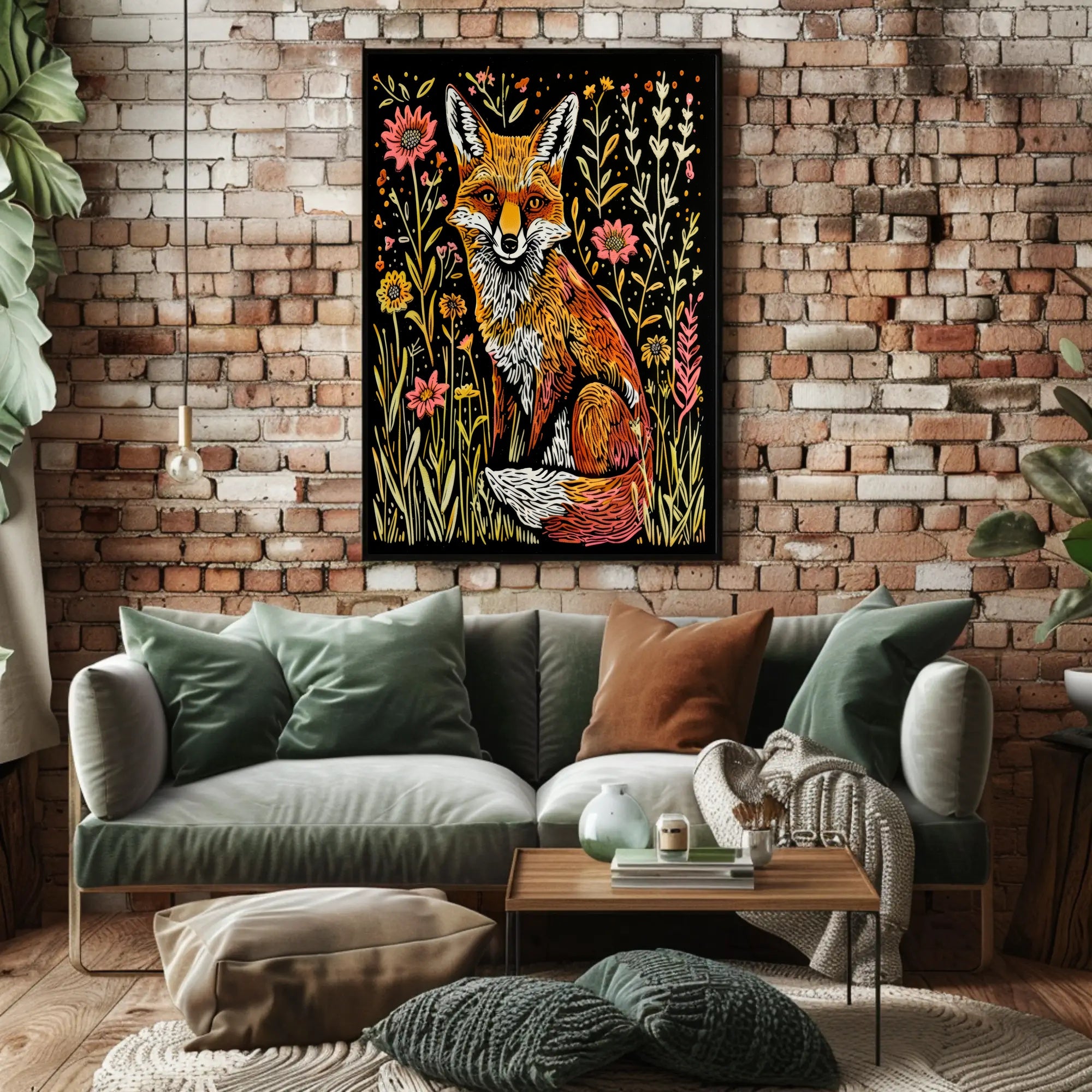 Vibrant Fox Among Wildflowers - Animal Poster PosterGoat