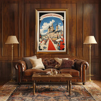 Vibrant French Village Scene with Charming Cultural Heritage Poster PosterGoat