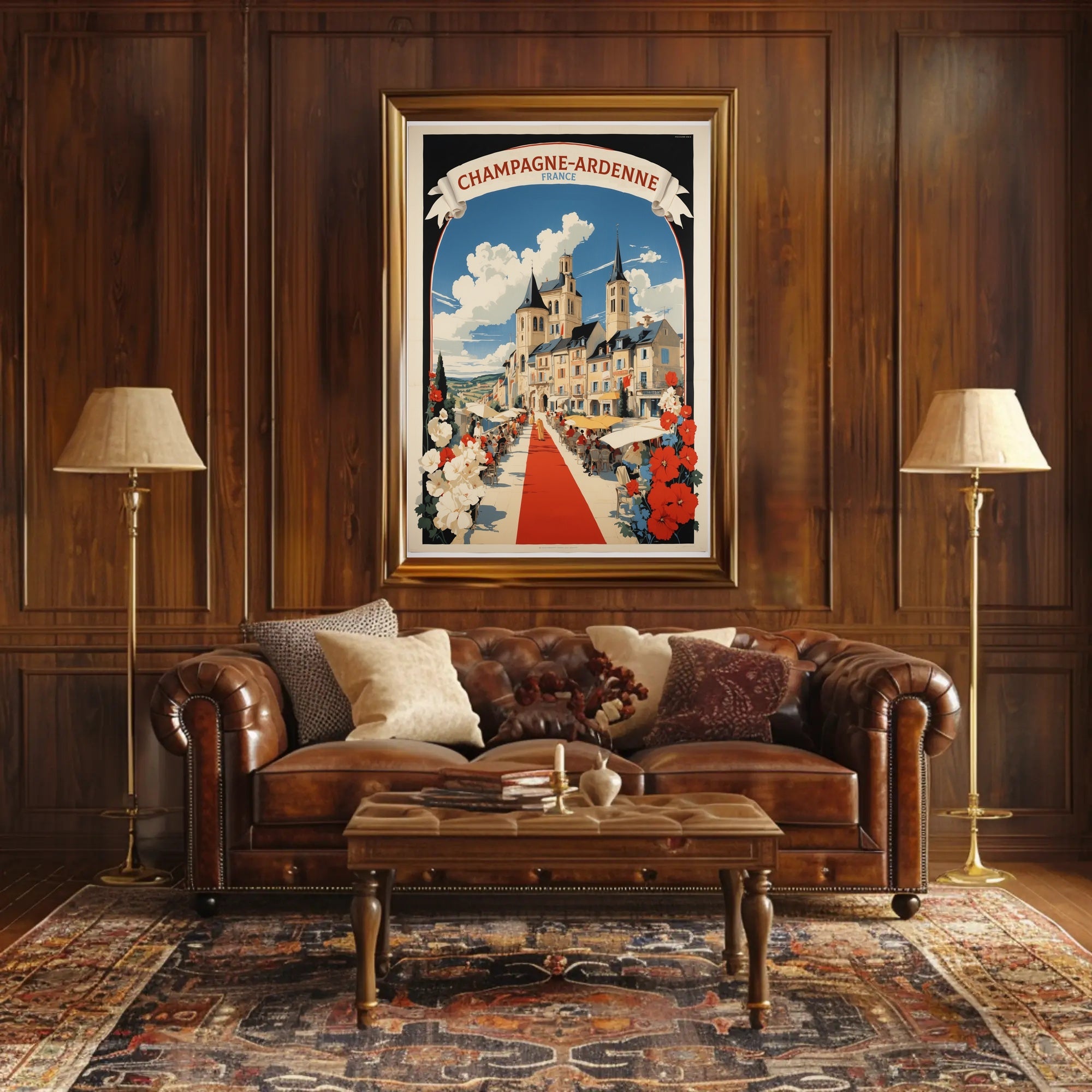 Vibrant French Village Scene with Charming Cultural Heritage Poster PosterGoat