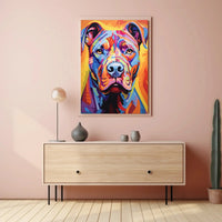 Vibrant Geometric Pit Bull Abstract Art Dog Breed Poster PosterGoat