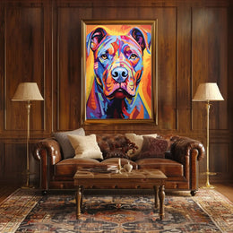 Vibrant Geometric Pit Bull Abstract Art Dog Breed Poster PosterGoat