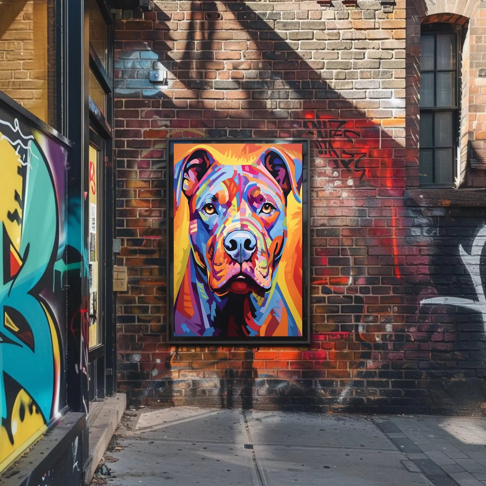 Vibrant Geometric Pit Bull Abstract Art Dog Breed Poster PosterGoat