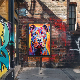 Vibrant Geometric Pit Bull Abstract Art Dog Breed Poster PosterGoat