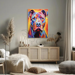 Vibrant Geometric Pit Bull Abstract Art Dog Breed Poster PosterGoat