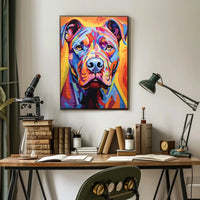Vibrant Geometric Pit Bull Abstract Art Dog Breed Poster PosterGoat