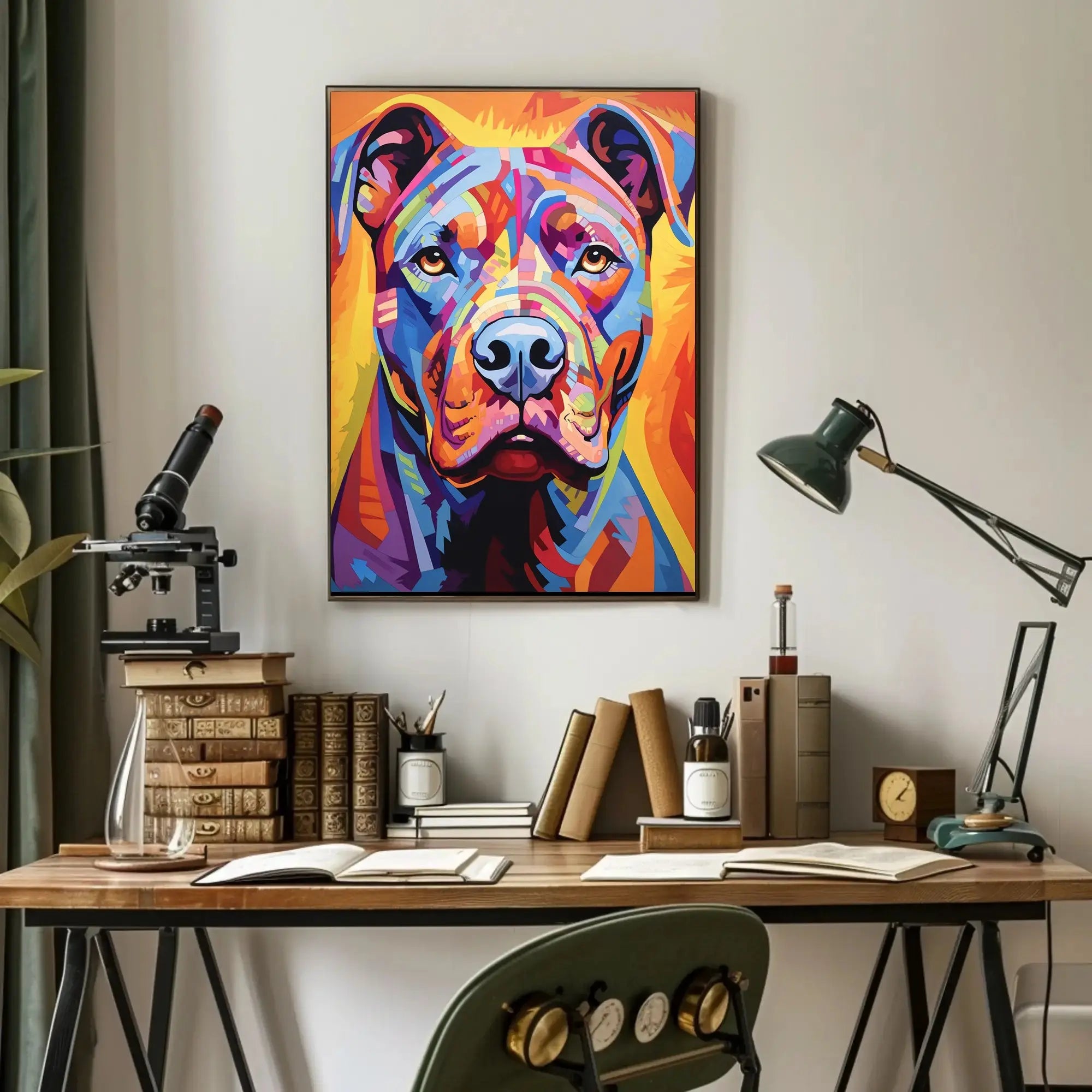 Vibrant Geometric Pit Bull Abstract Art Dog Breed Poster PosterGoat