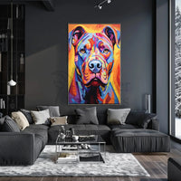 Vibrant Geometric Pit Bull Abstract Art Dog Breed Poster PosterGoat