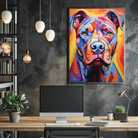 Vibrant Geometric Pit Bull Abstract Art Dog Breed Poster PosterGoat