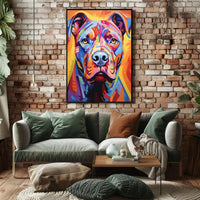 Vibrant Geometric Pit Bull Abstract Art Dog Breed Poster PosterGoat