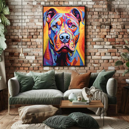 Vibrant Geometric Pit Bull Abstract Art Dog Breed Poster PosterGoat