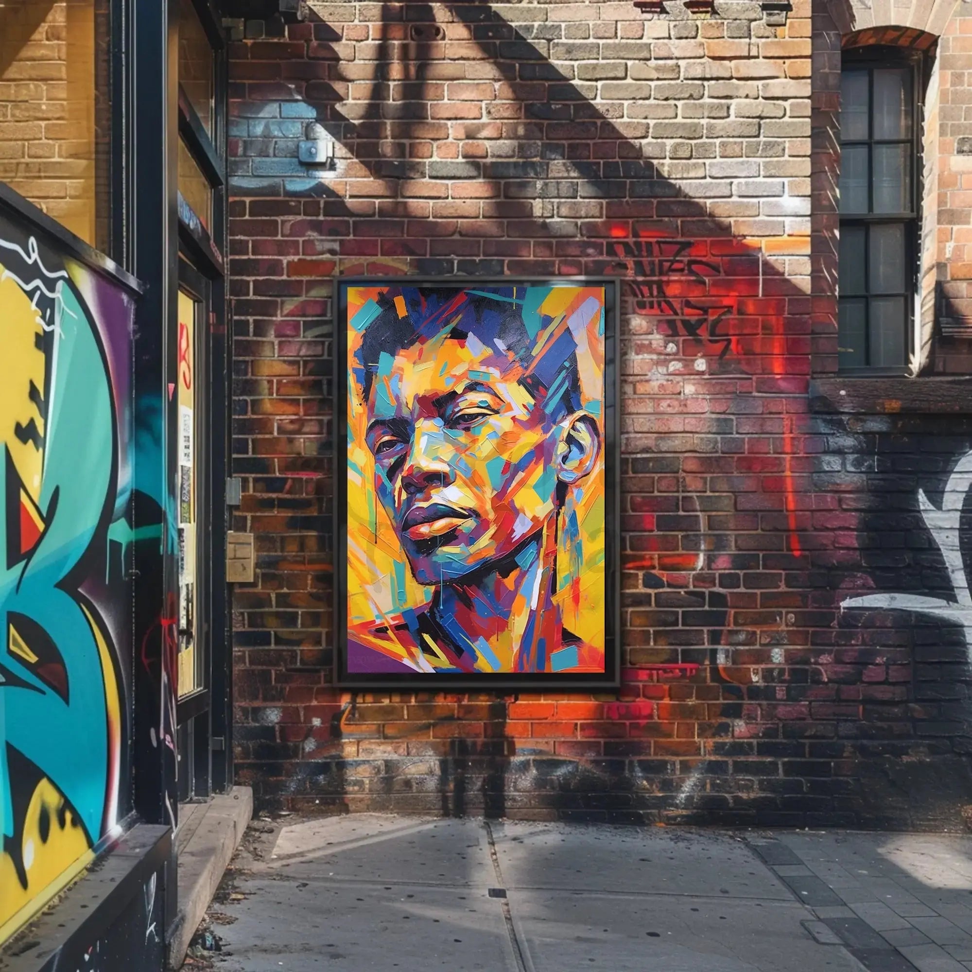 Vibrant Geometric Portrait in Abstract, Artistic Poster PosterGoat