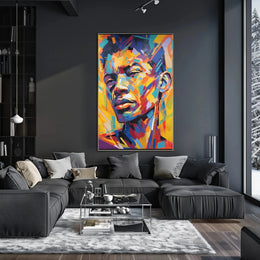 Vibrant Geometric Portrait in Abstract, Artistic Poster PosterGoat