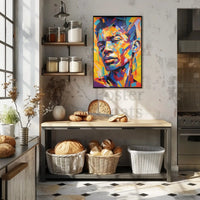 Vibrant Geometric Portrait in Abstract, Artistic Poster PosterGoat