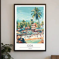 Vibrant Goa Beach Scene Vintage Travel Poster PosterGoat
