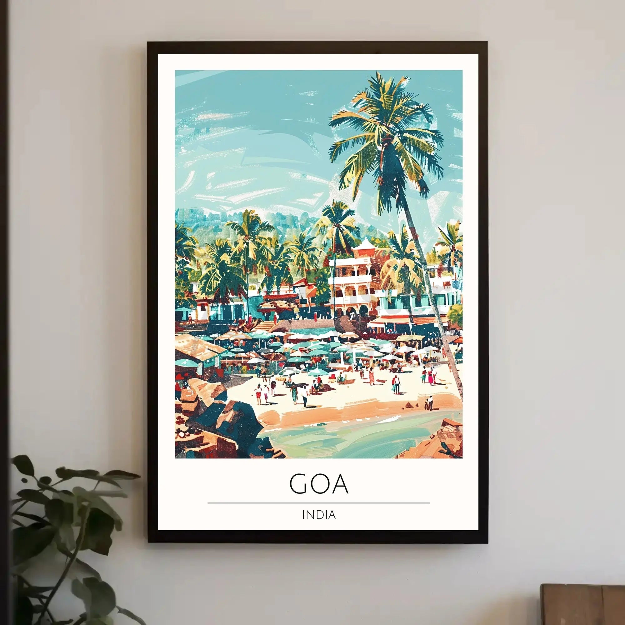 Vibrant Goa Beach Scene Vintage Travel Poster PosterGoat