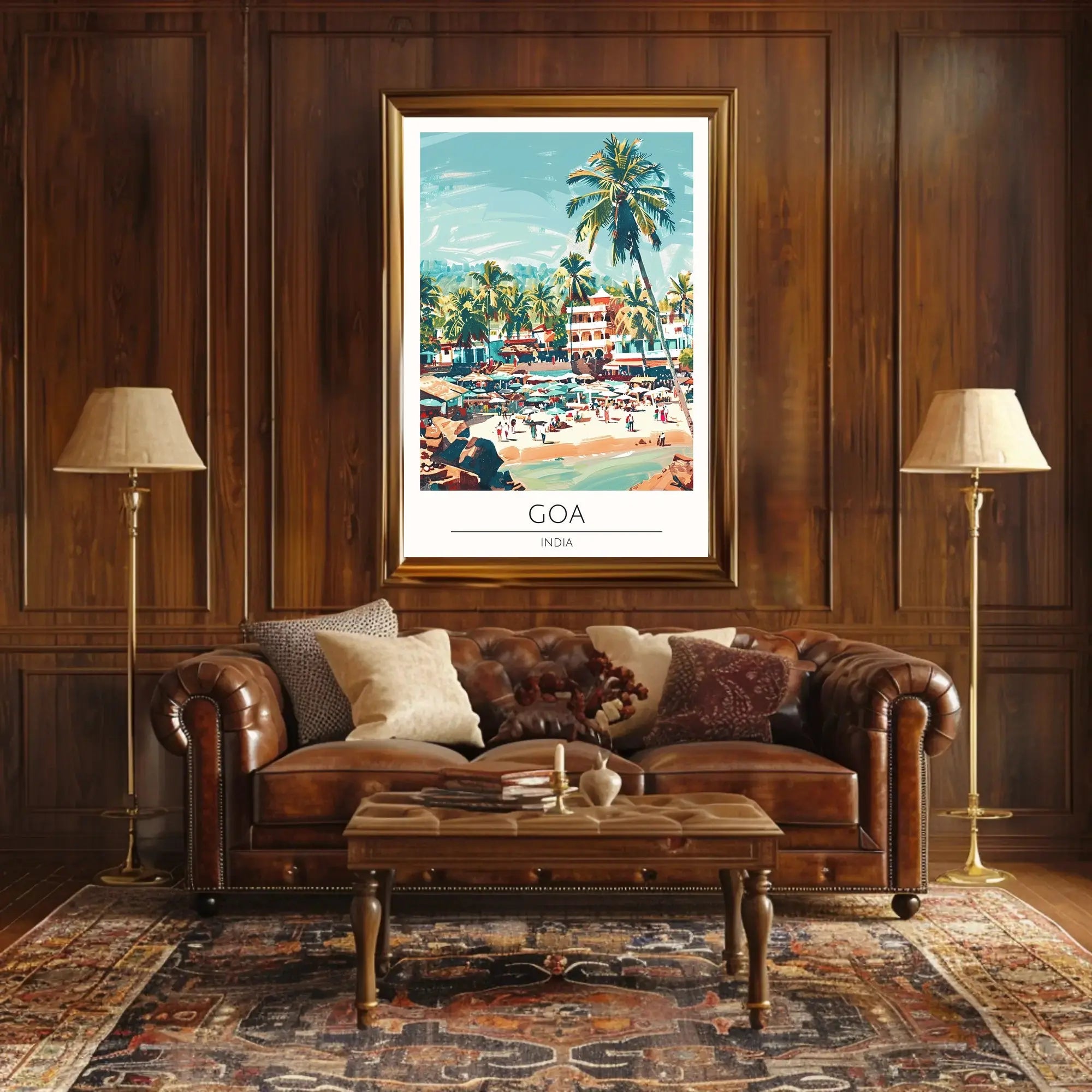 Vibrant Goa Beach Scene Vintage Travel Poster PosterGoat