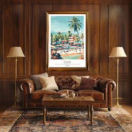 Vibrant Goa Beach Scene Vintage Travel Poster PosterGoat