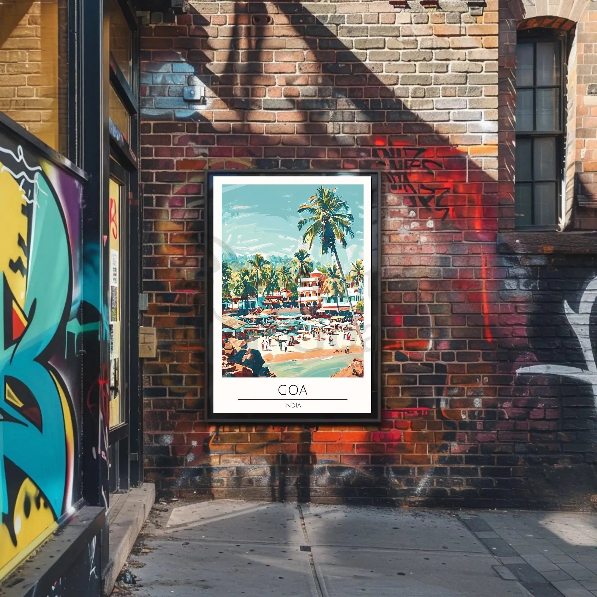 Vibrant Goa Beach Scene Vintage Travel Poster PosterGoat