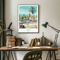 Vibrant Goa Beach Scene Vintage Travel Poster PosterGoat