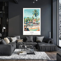 Vibrant Goa Beach Scene Vintage Travel Poster PosterGoat