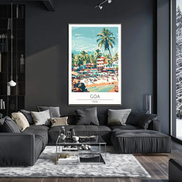 Vibrant Goa Beach Scene Vintage Travel Poster PosterGoat