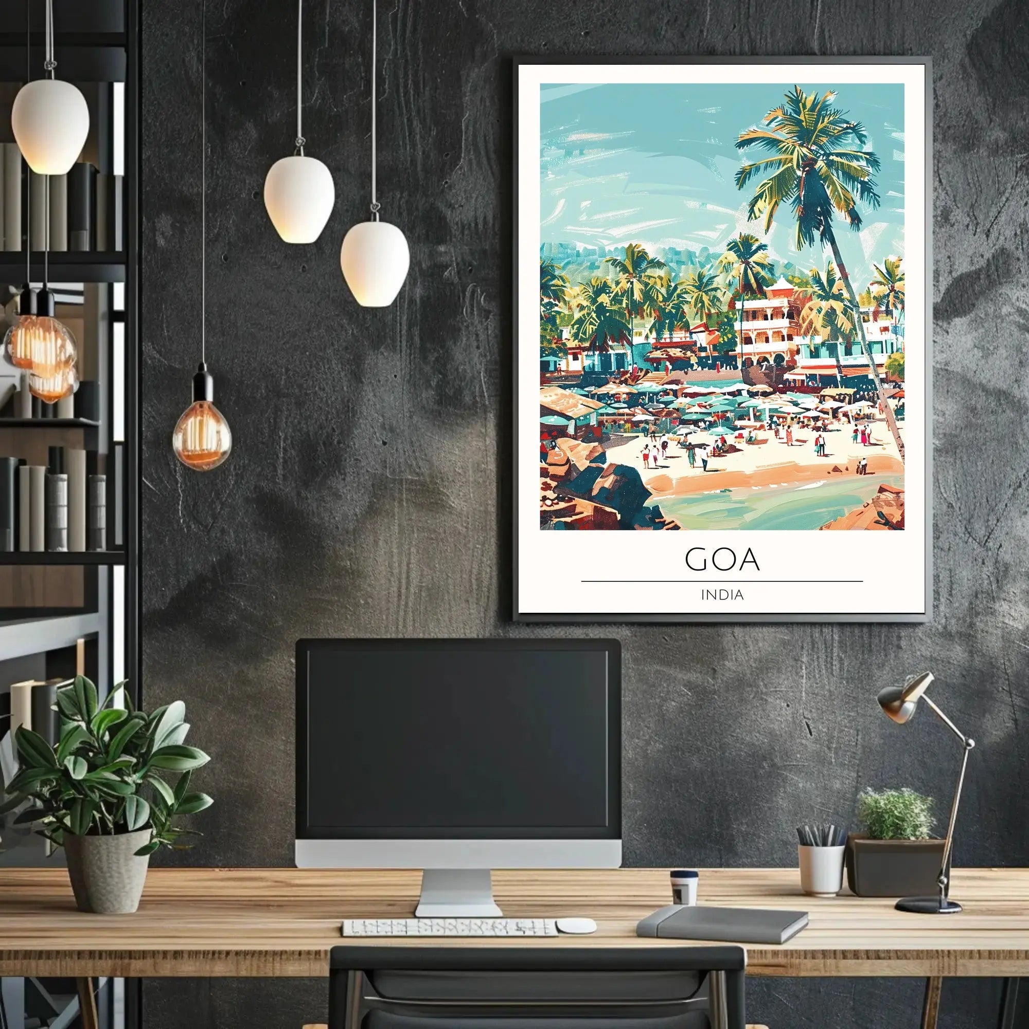 Vibrant Goa Beach Scene Vintage Travel Poster PosterGoat