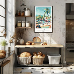 Vibrant Goa Beach Scene Vintage Travel Poster PosterGoat