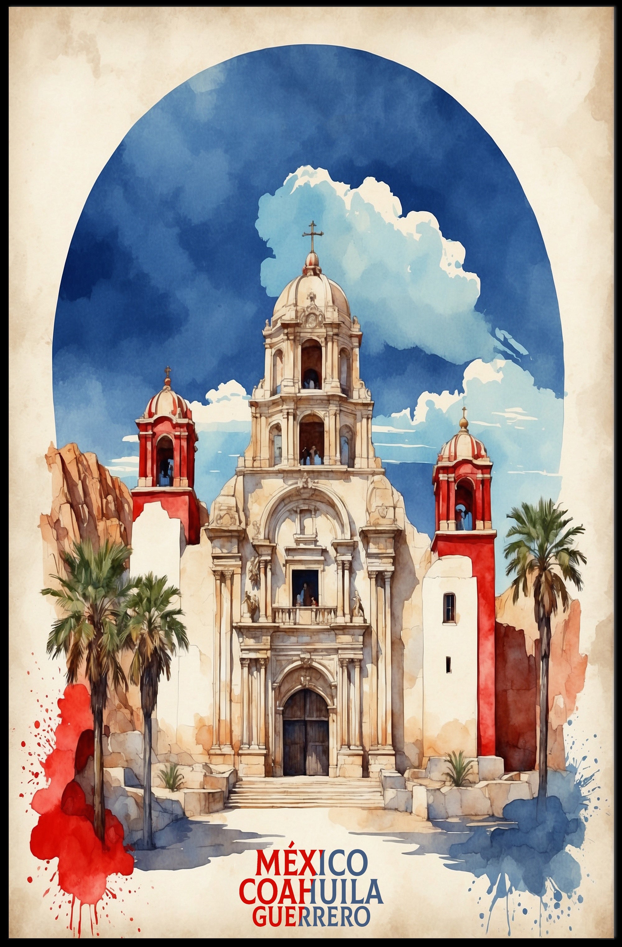 Vibrant Grand Church in Mexico Cultural Heritage Poster PosterGoat